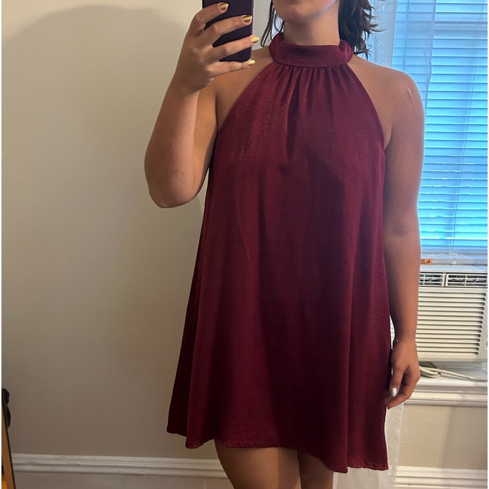 Francesca’s burgundy dress